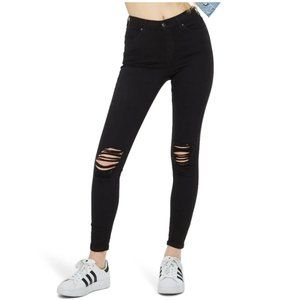 Topshop Jamie High Waist Ripped Black Jeans